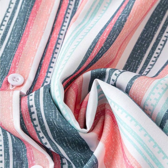 Striped Multicolor Button-Up Women's Top - Picture 4 of 11